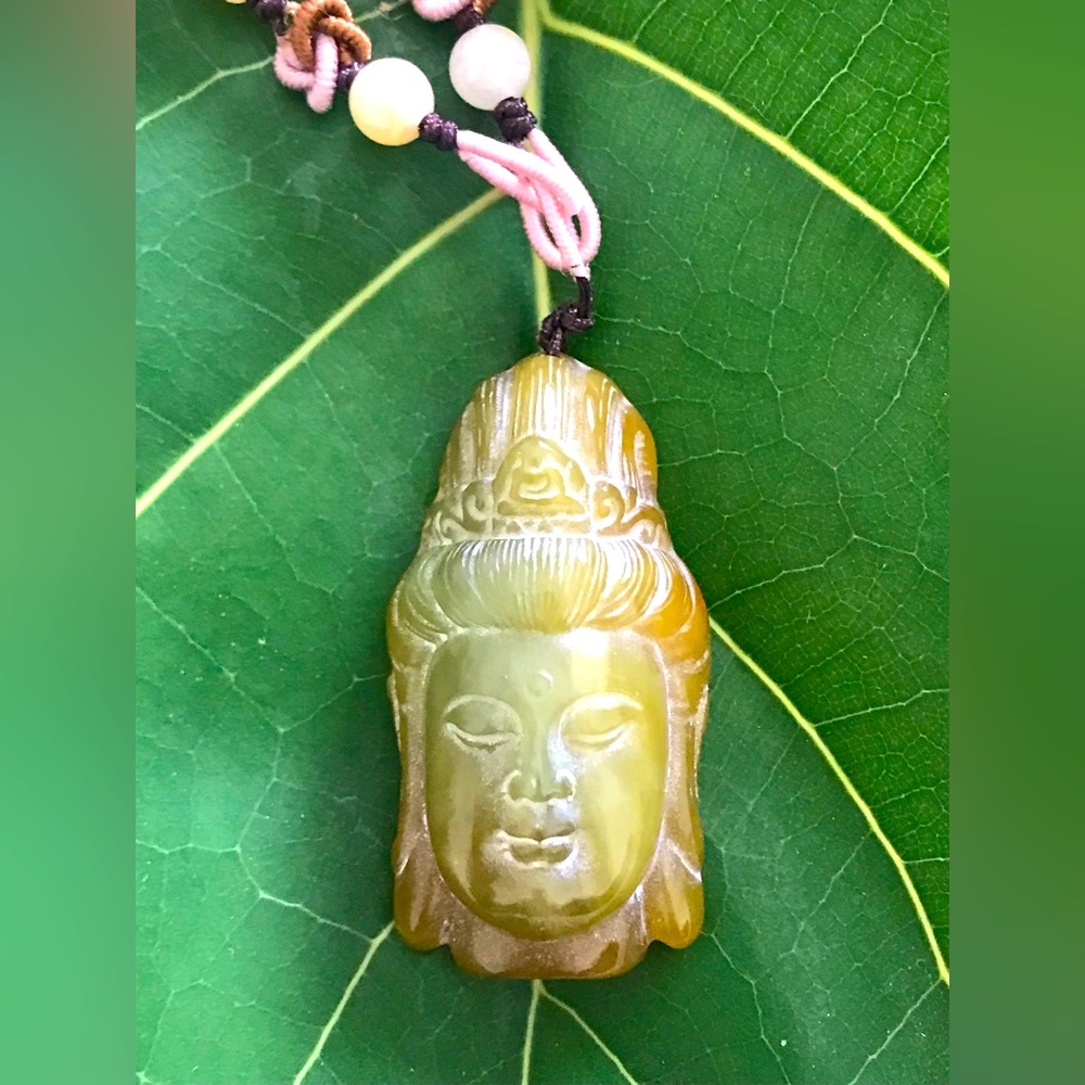 100% Authentic Jadeite Serene Buddha Head Pendant Necklace